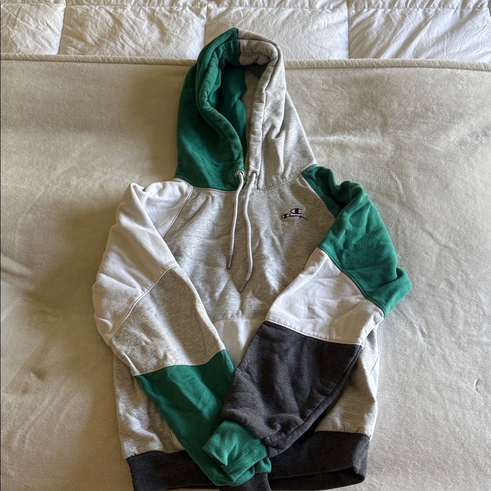Champion Woman’s Tri-Color Hoodie - Green, Gray, White